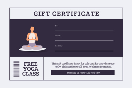 Designvorlage Free Yoga Class Invitation für Gift Certificate