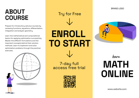 Free Math Online Courses Offer with Diagram Brochure Tasarım Şablonu