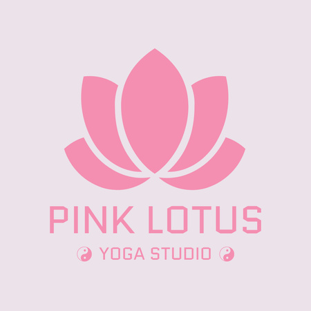 Yoga Studio Emblem with Pink Lotus Logo Design Template