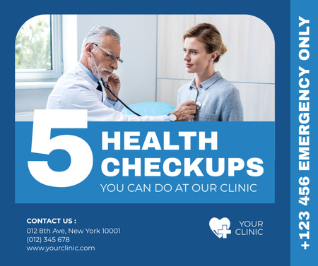 Healthcare Services with Patient on Checkup Facebook Design Template