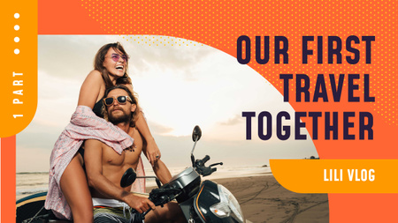 Travel Inspiration Couple on Scooter at the Beach Youtube Thumbnail Design Template