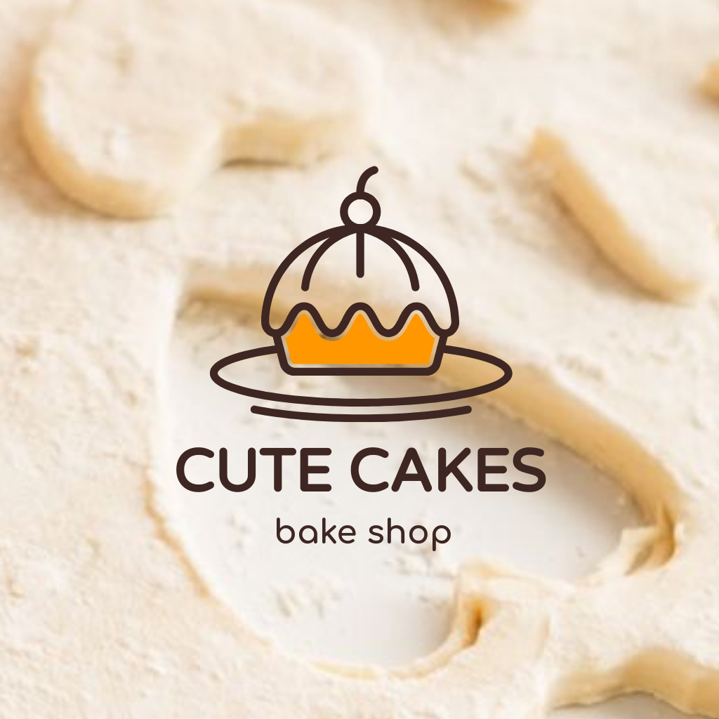 Bake Shop Emblem with Cupcake Logo Tasarım Şablonu