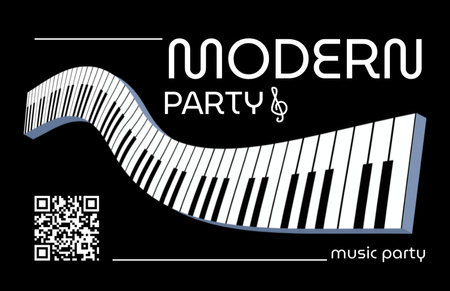Piano Key Party Announcement Business Card 85x55mm Design Template