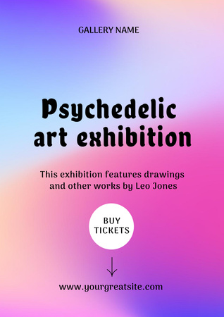 Psychedelic Art Exhibition Announcement Poster Design Template