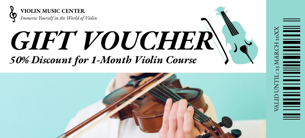 Violin Course Voucher Coupon 3.75x8.25in Design Template