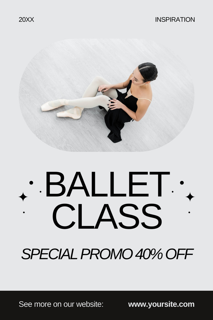 Special Promo of Ballet Class with Discount Pinterest Design Template