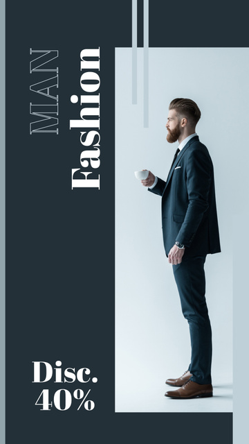 Stylish Man in Formal Suit Instagram Story Modelo de Design