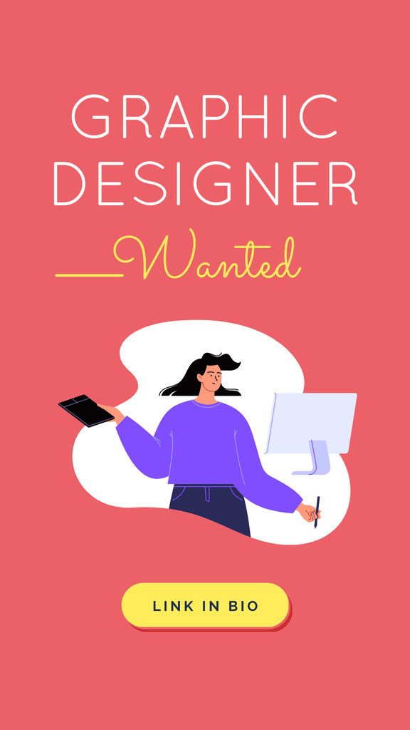 Designer working on laptop Instagram Story – шаблон для дизайна