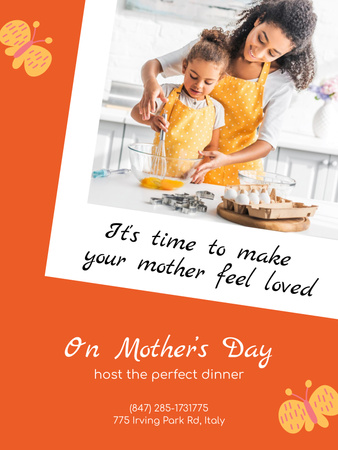 Mother and Daughter Preparing Dish for Mother's Day Poster 36x48in Design Template