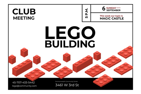 Lego building club meeting Poster 24x36in Horizontal Design Template