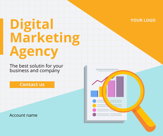 Digital Marketing Agency Ad with Diagram Facebookデザインテンプレート