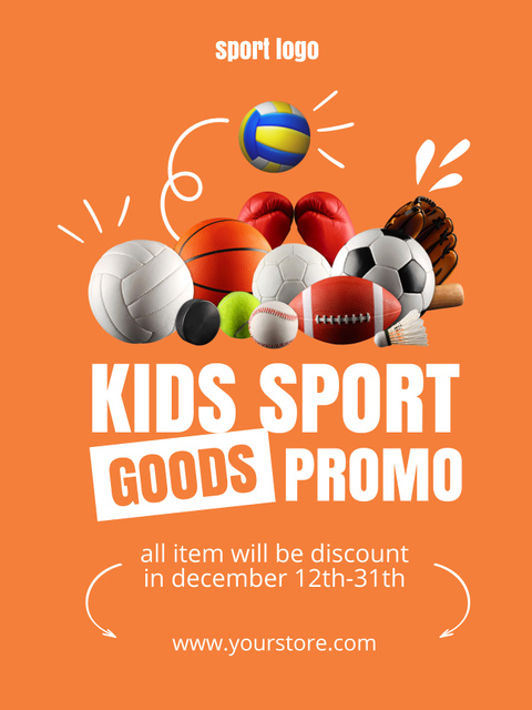Children's Sports Shop Ad Poster US Design Template