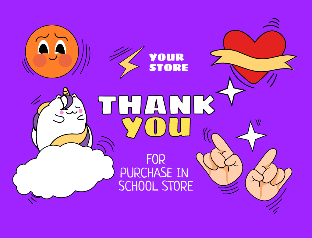 Back to School And Thank You For Purchase With Illustrated Characters Postcard 4.2x5.5in – шаблон для дизайну