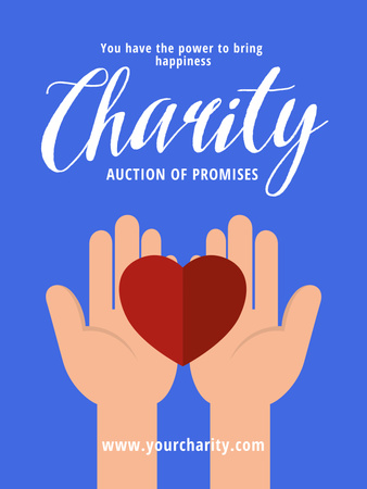 Designvorlage Charity-Auktions-Ankündigung mit Herz-Illustration für Poster 36x48in