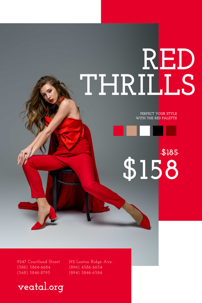 Designvorlage Woman in stunning Red Outfit für Pinterest