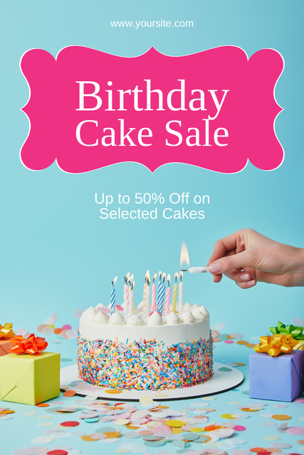Birthday Cake with Candles Pinterest Πρότυπο σχεδίασης