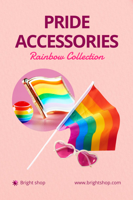LGBT Shop Ad with Offer of Pride Accessories Pinterestデザインテンプレート