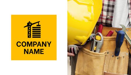Platilla de diseño Construction Worker Services Business Card US