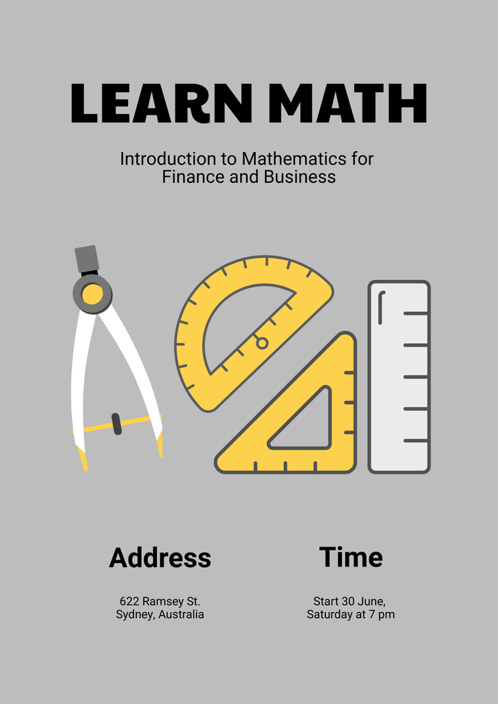 Diverse Math Courses Ad For Business And Finance Posterデザインテンプレート