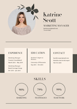 Accredited Marketing Manager Skills and Experience Resume Design Template