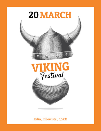 Designvorlage Viking Festival Announcement with Viking Helmet für Flyer 8.5x11in