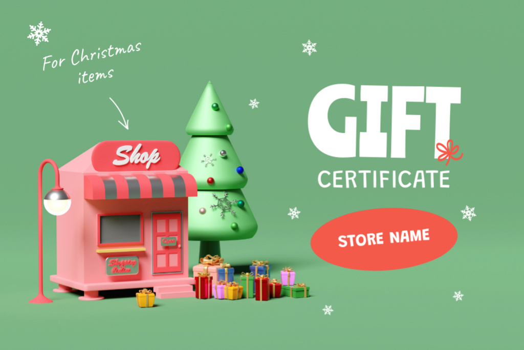 Christmas Special Offer with Gifts and Tree Gift Certificate Tasarım Şablonu