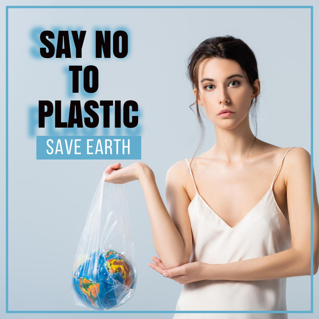 Call to End Plastic to Save Planet Instagram Tasarım Şablonu