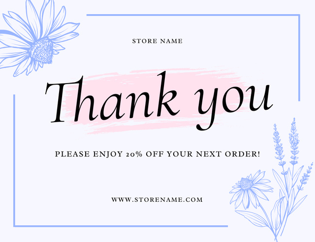 Thank You For Order and Grab Discount Thank You Card 5.5x4in Horizontal Šablona návrhu