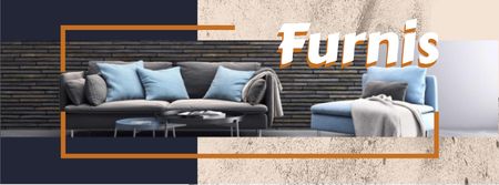 Platilla de diseño Furniture Offer with Stylish Grey Sofa Facebook cover