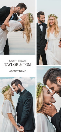 Uložte si datum svatebního oznámení s krásným párem Snapchat Geofilter Šablona návrhu