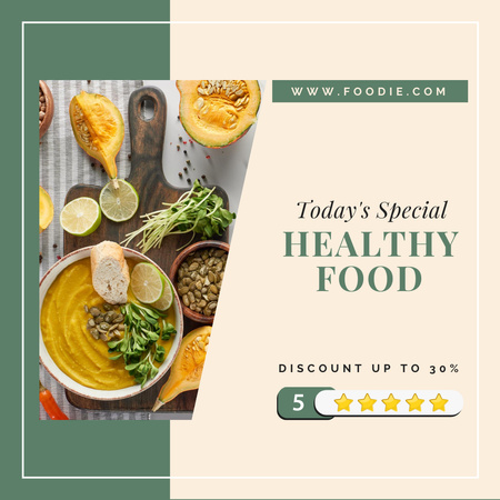 Healthy Food Discount Offer with Appetizing Dishes Instagram Design Template