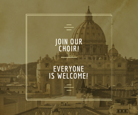 Platilla de diseño Invitation to Religion Choir with Image of Church Large Rectangle