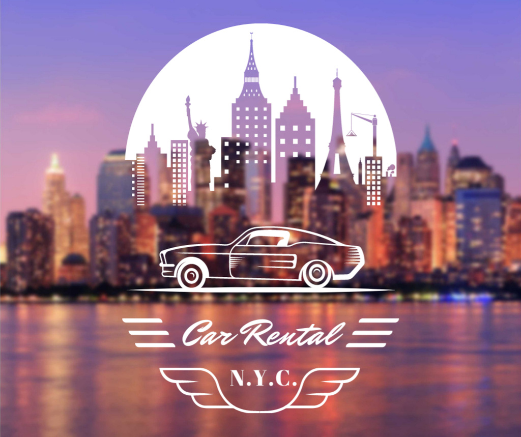 Designvorlage Car rental Services on Night City für Facebook