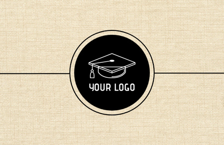 Academic Cap on Minimalist Beige Background Business Card 85x55mm Design Template