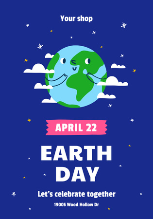 Earth Day Announcement with Illustration of Planet Poster 28x40in Design Template