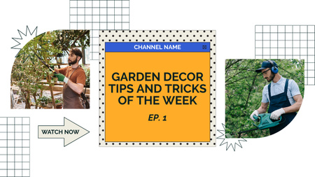 Plantilla de diseño de Guía en vídeo de consejos y trucos para la decoración del jardín Youtube Thumbnail 