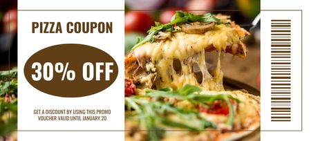 Cheese Pizza Discount Voucher Coupon 3.75x8.25in Design Template