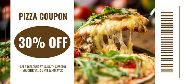 Cheese Pizza Discount Voucher Coupon 3.75x8.25inデザインテンプレート