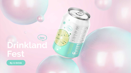 Can with Sparkling Drink FB event cover Design Template