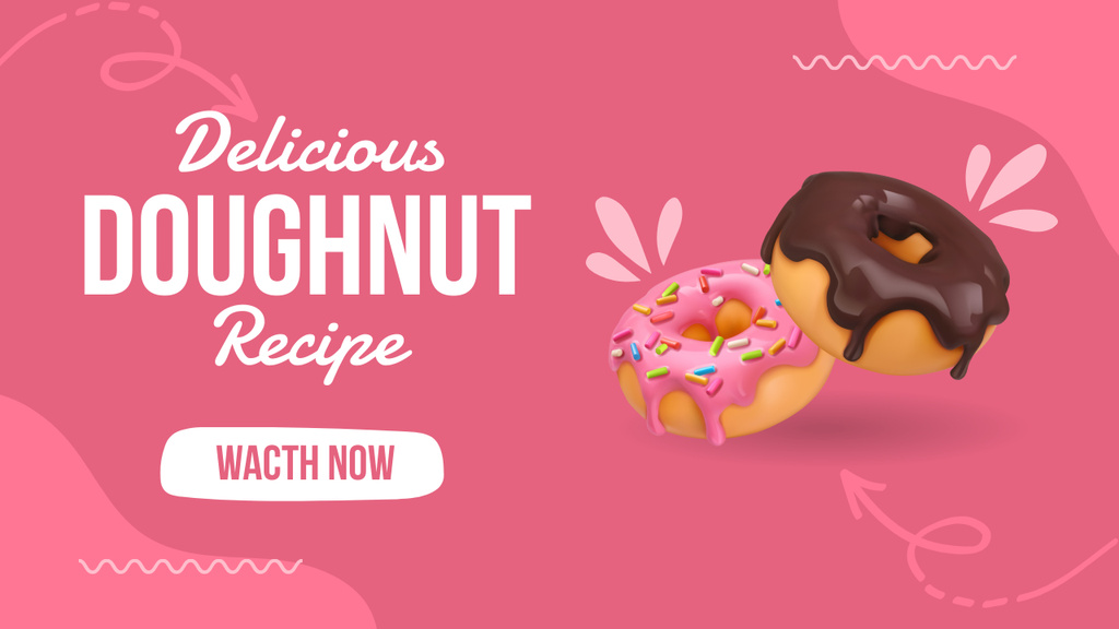 Ad of Blog with Delicious Doughnut Recipe Youtube Thumbnail Design Template
