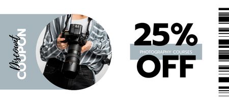 Platilla de diseño Photography Courses Ad with Man using Camera Coupon 3.75x8.25in