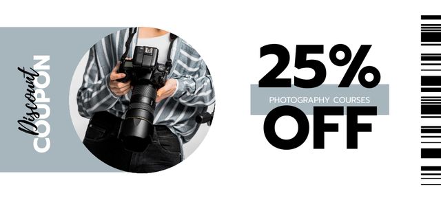 Photography Courses Discount Coupon 3.75x8.25in Šablona návrhu