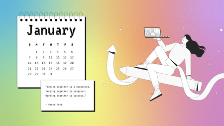 ビジネスウーマンのイラスト Calendarデザインテンプレート