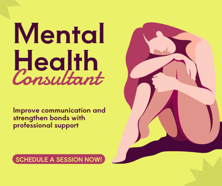 Session With Mental Health Consultant Facebook Design Template
