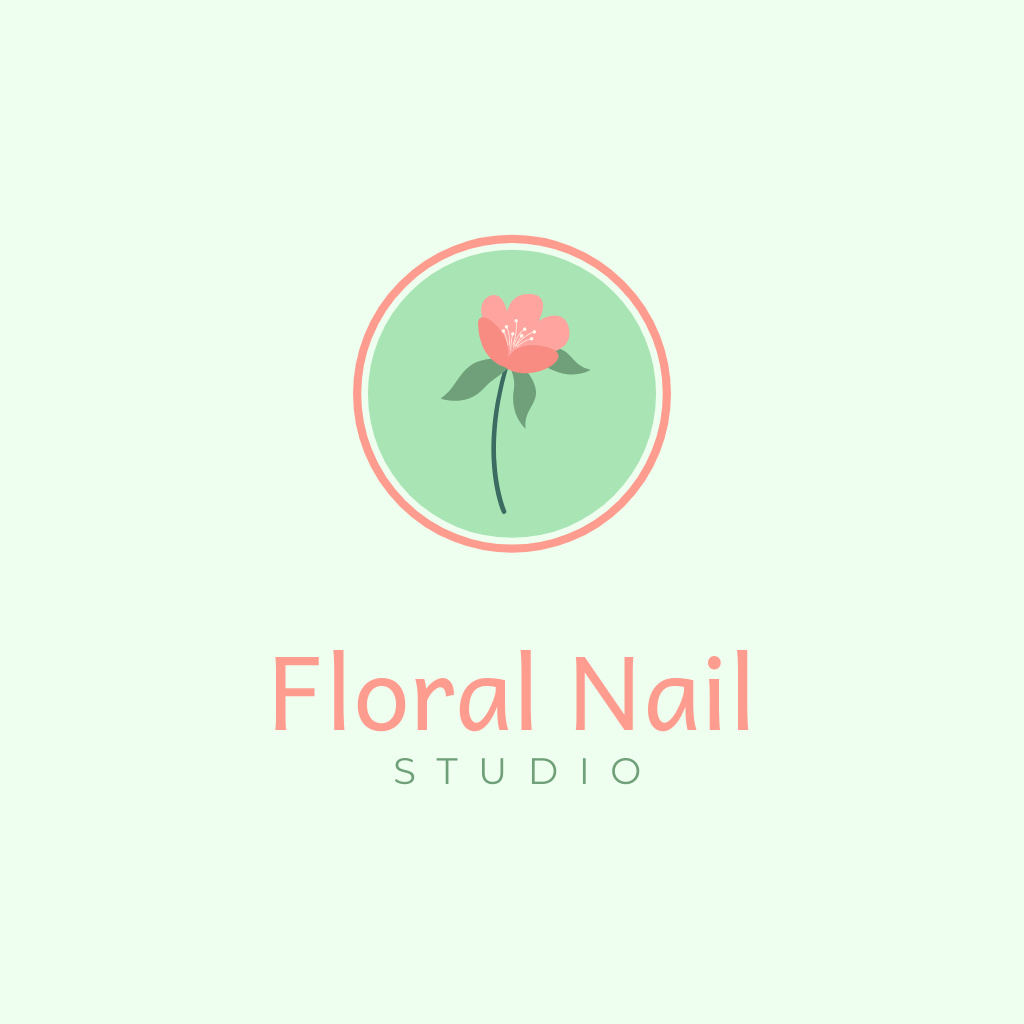 Versatile Nail Salon Services Offer With Flower Logo Tasarım Şablonu