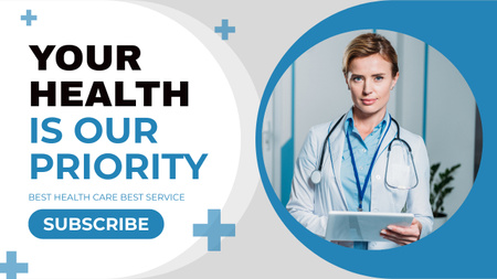 Healthcare Blog Promotion with Confident Doctor Youtube Thumbnail Design Template