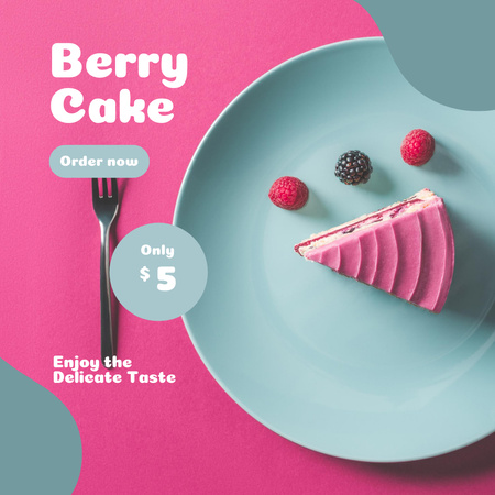 Dessert Offer with Berry Cake Instagram Design Template