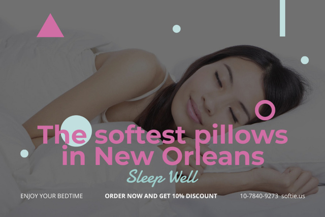 Platilla de diseño Promotion of Softest Pillows Postcard 4x6in
