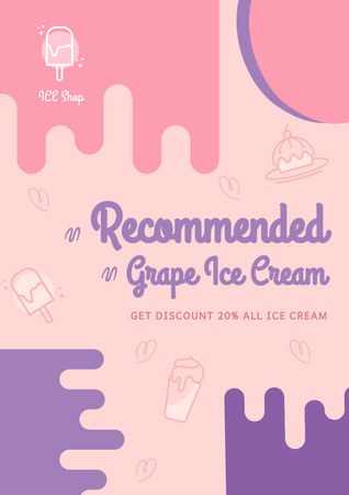 Plantilla de diseño de Offer of Yummy Grape Ice Cream Poster A3 