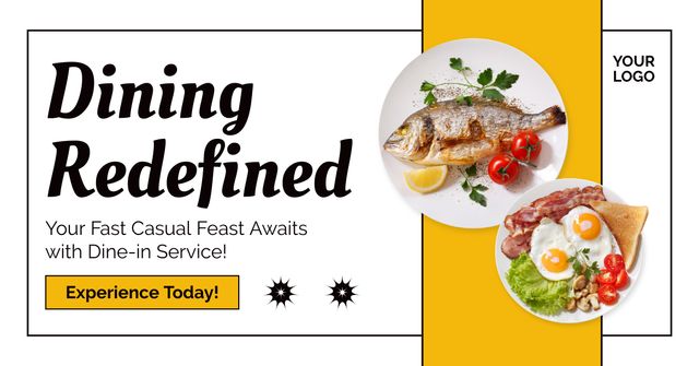 Designvorlage Services of Fast Casual Restaurant with Delicious Food für Facebook AD
